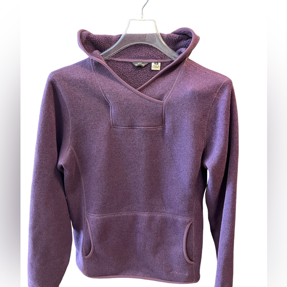 Aubergine Hoodie with Long Sleeves & Kangaroo Pocket by Eddie Bauer. Size=Medium